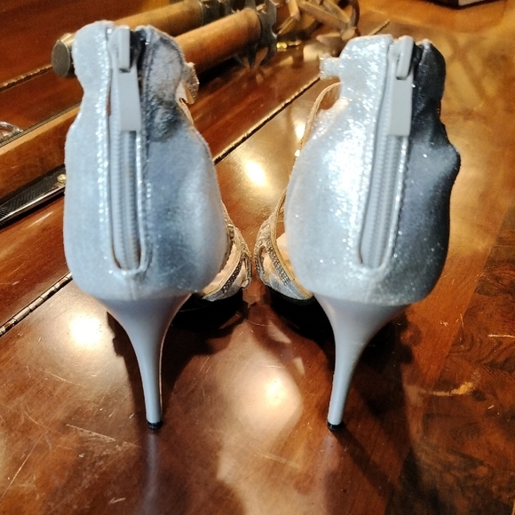 Italina Silver Strappy Heels for Formal Events - Picture 4 of 7